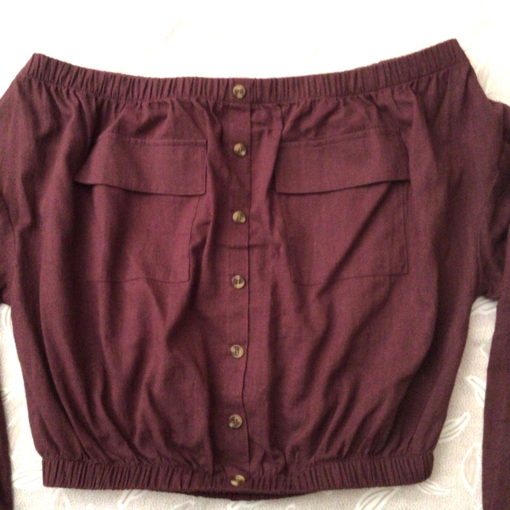 Favlux Women’s Strapless Button Down Collared Long Sleeve Blouse, Size S